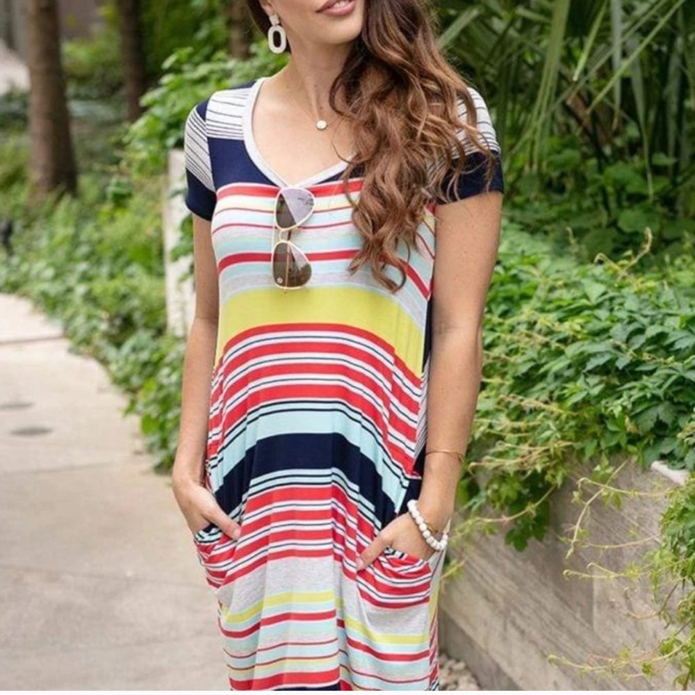 Grace & Lace high low striped dress